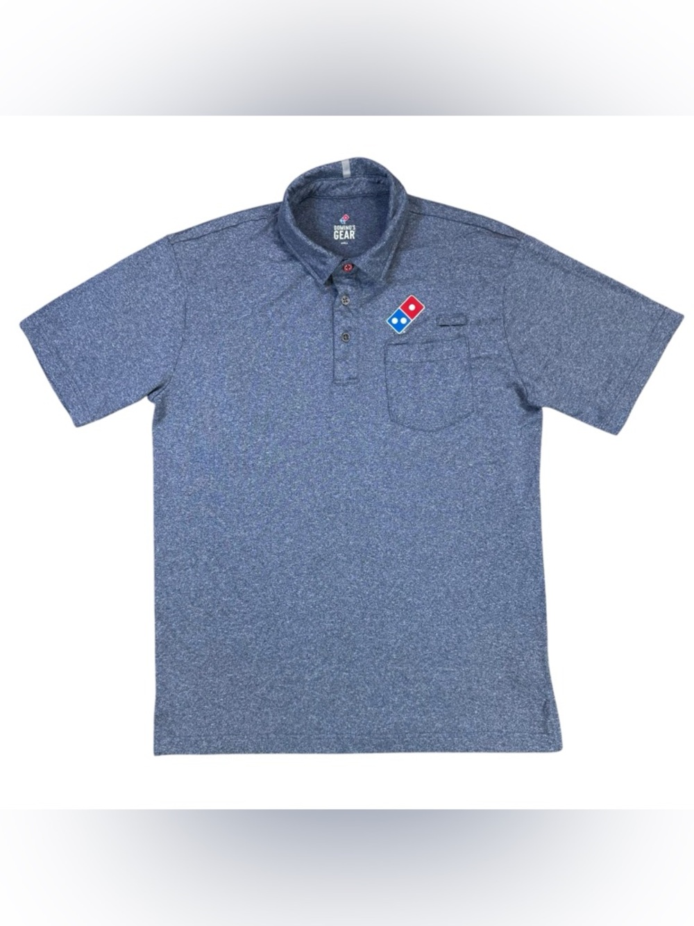 Official Dominos Gear Manager Work Polo Pocket Shirt Unisex Small Heather Blue